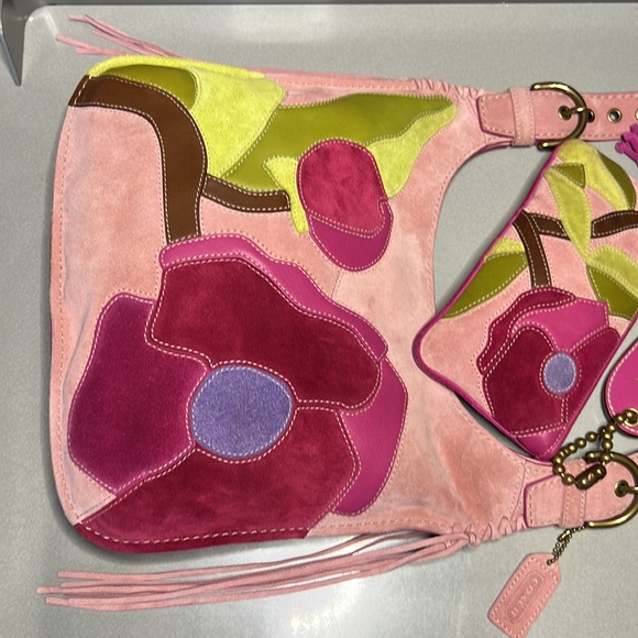 *Rare* Coach Ltd Ed Poppy for Peace Pink Hippie Crossbody & Wristlet SET Floral - Picture 2 of 14
